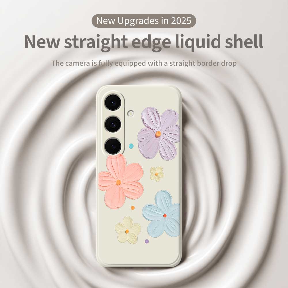For Samsung Galaxy S25 FE Case Four Color Flowers Pattern Printing Straight Edge TPU Phone Back Cover