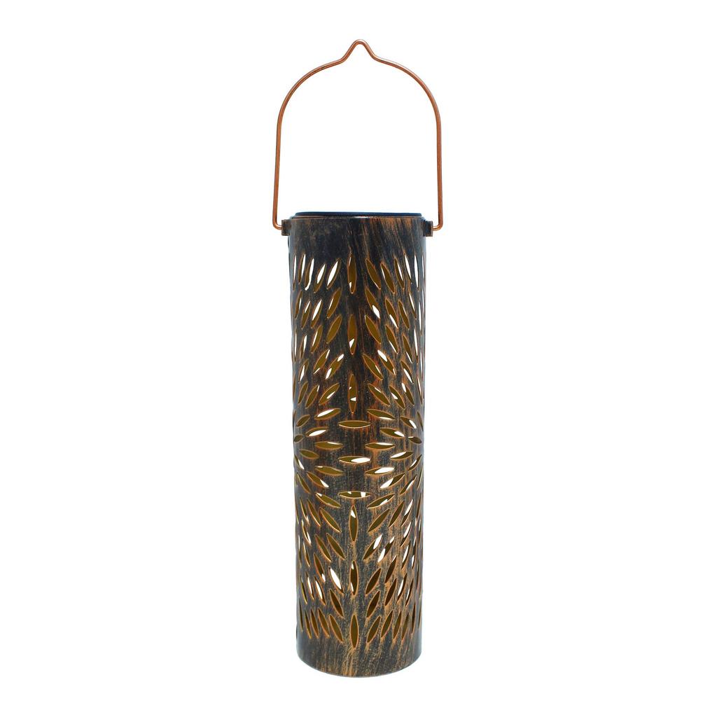 Solar-Powered Iron Lantern: Waterproof Garden Pendant Light for Outdoor Decoration