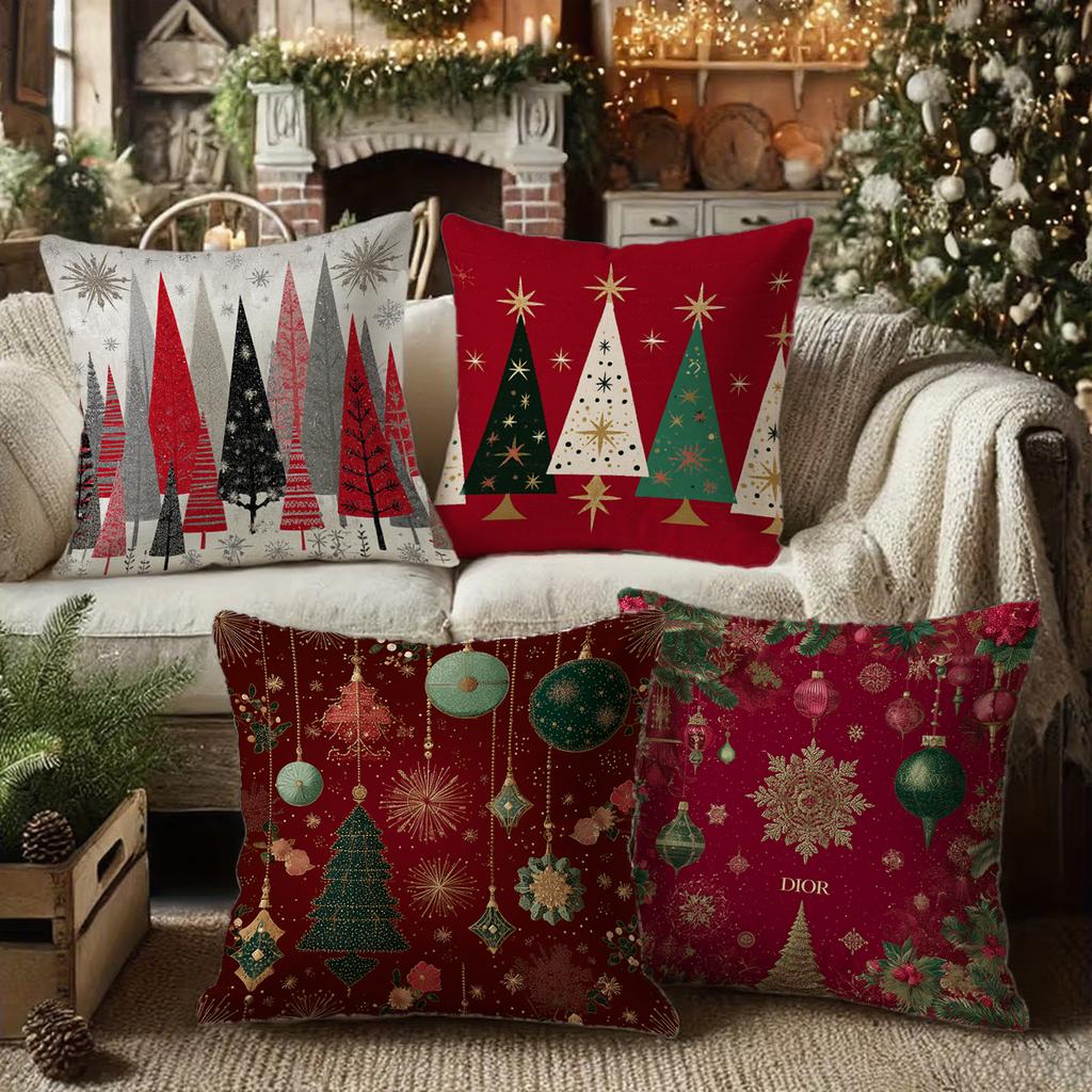 Festive Christmas Patterned Pillow CoversSuitable for Sofa Car Bedroom Decorative Cushion Cover Pillow Cover