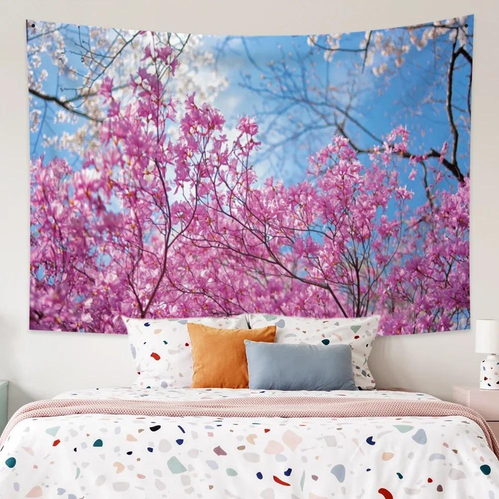 Spring Landscape Trees Flowers Decorative Tapestry Home Wall Decor Living Room Office Tapestry