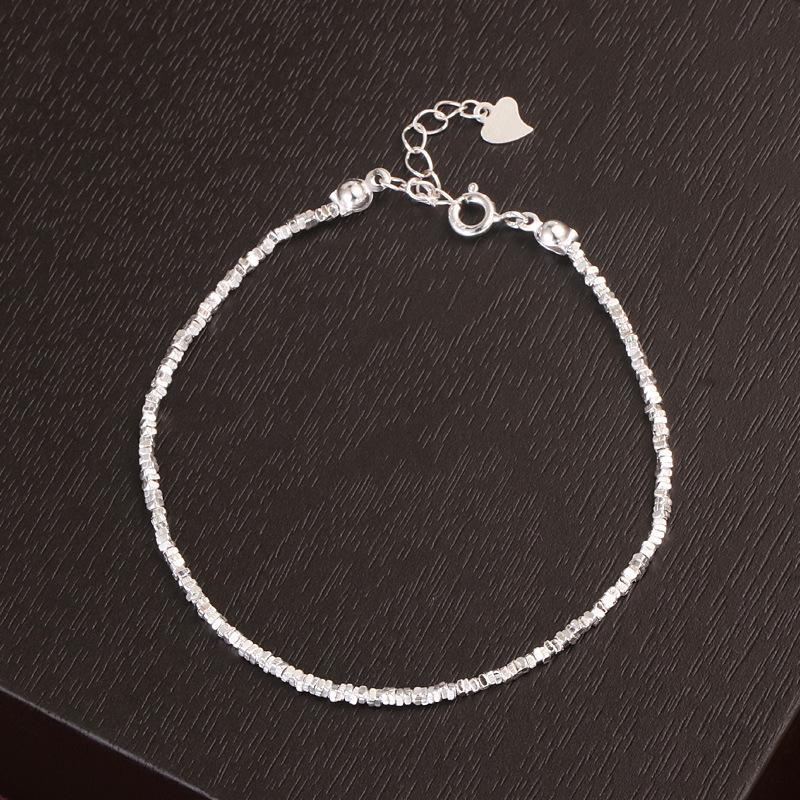 Women s S925 Sterling Silver Crushed Silver Necklace & Bracelet Set - Versatile Simple Clavicle Jewelry Sterling Silver