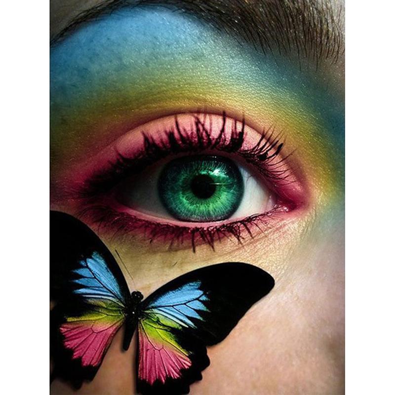 Eye Butterfly DIY 5D Diamond Painting Full Round Resin Cartoon Diamond Embroidery Cross Stitch Rhinestones Mosaic Home Decor