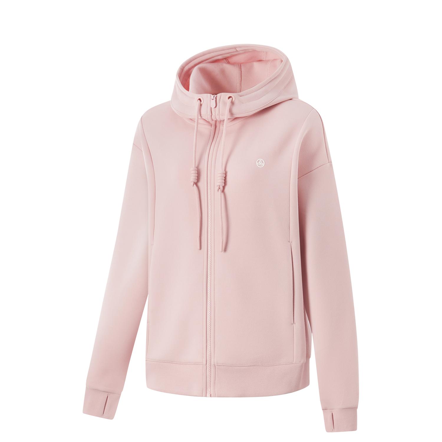 

Li-Ning Plain Zipper Hooded Cardigan Sweatshirt Women tops Light-Pink AWDU864-5 S