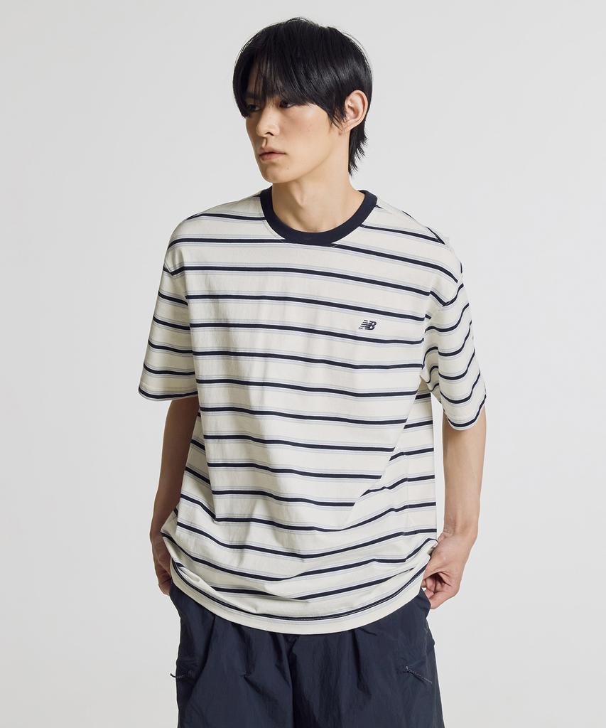 Nyuballanseu Nbneg31583 / Uni Track Club Striped Short Sleeve Tee (Cream)