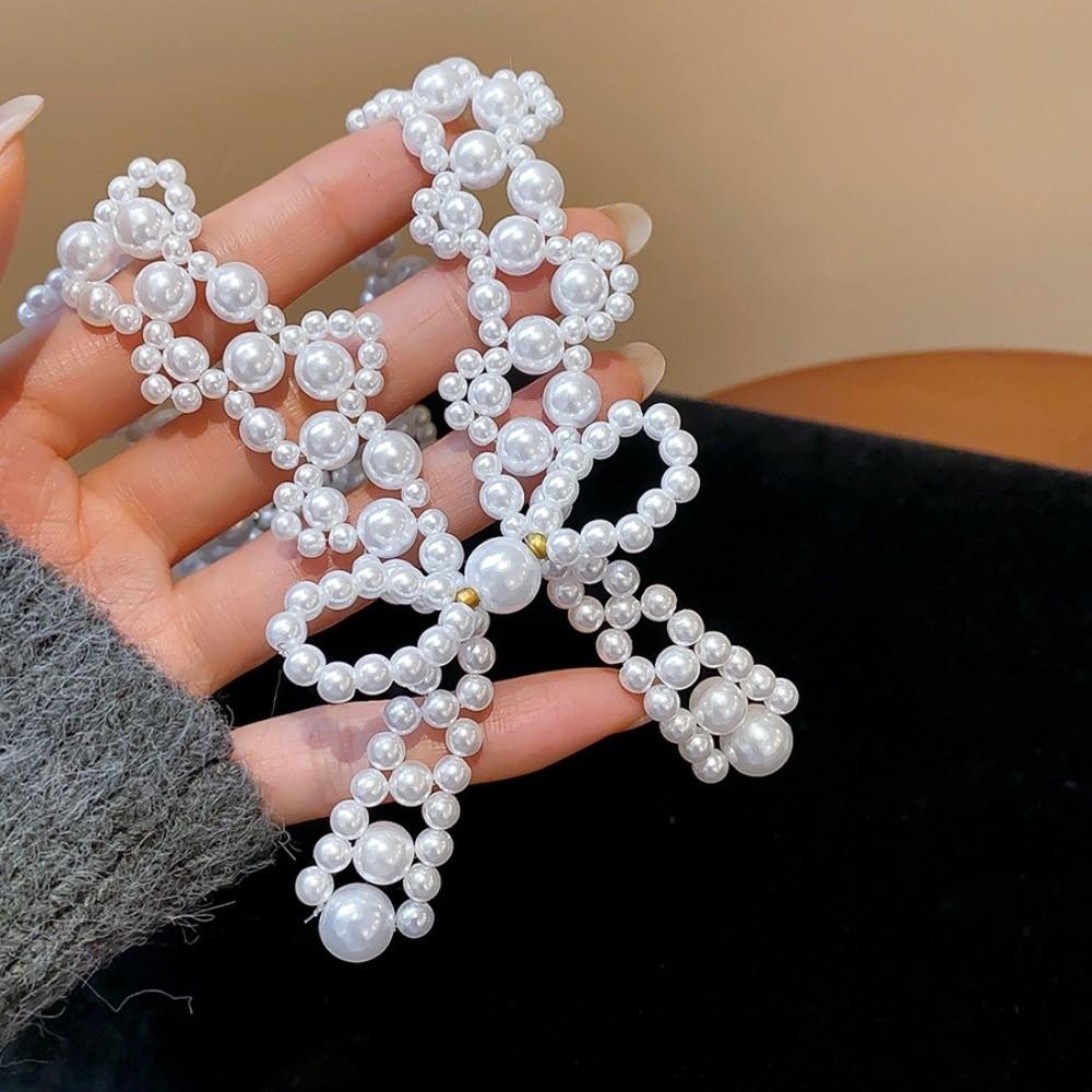 Imitation Pearl Clavicle Chain Women Bead Collarbone Chain Fashion Bow Necklace  Girls