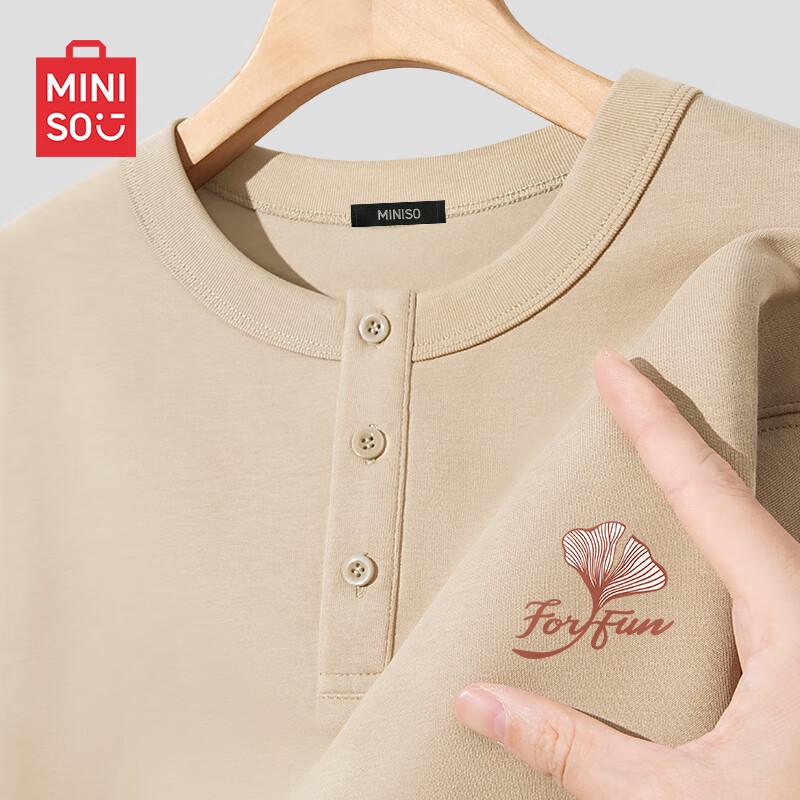 MINISO Men s Long-Sleeve Henley Antibacterial T-Shirt M