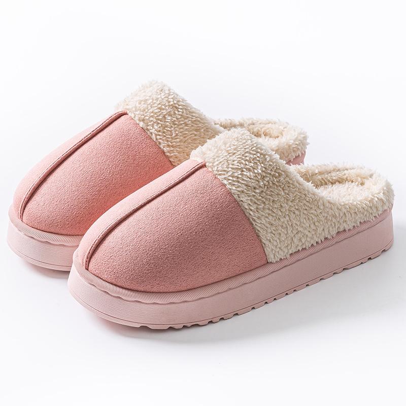 Imitation Suede Cotton Slippers Women's Autumn and Winter Indoor Thick Bottom Non-slip Fashion Maillard Wool Cotton Slippers