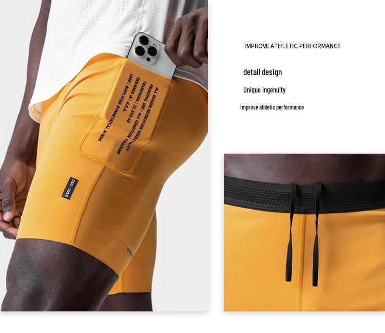 Men's Outdoor Quick-Dry Elastic Training Shorts with Reflective Details