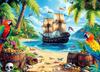Pirate Ship Parrot Gold Coin Docking Style Party Background Adult and Children's Birthday Party Decoration Photography Backdrop