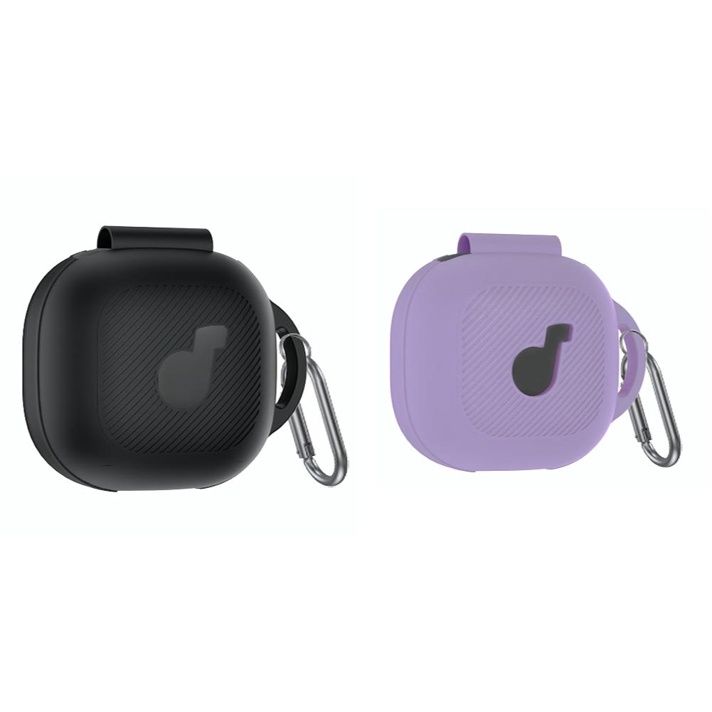 Silicone Case with Carabiner Protective Skin Case Shockproof Earbuds Case Cover Front LED&Logo Visible for Anker Soundcore P40i