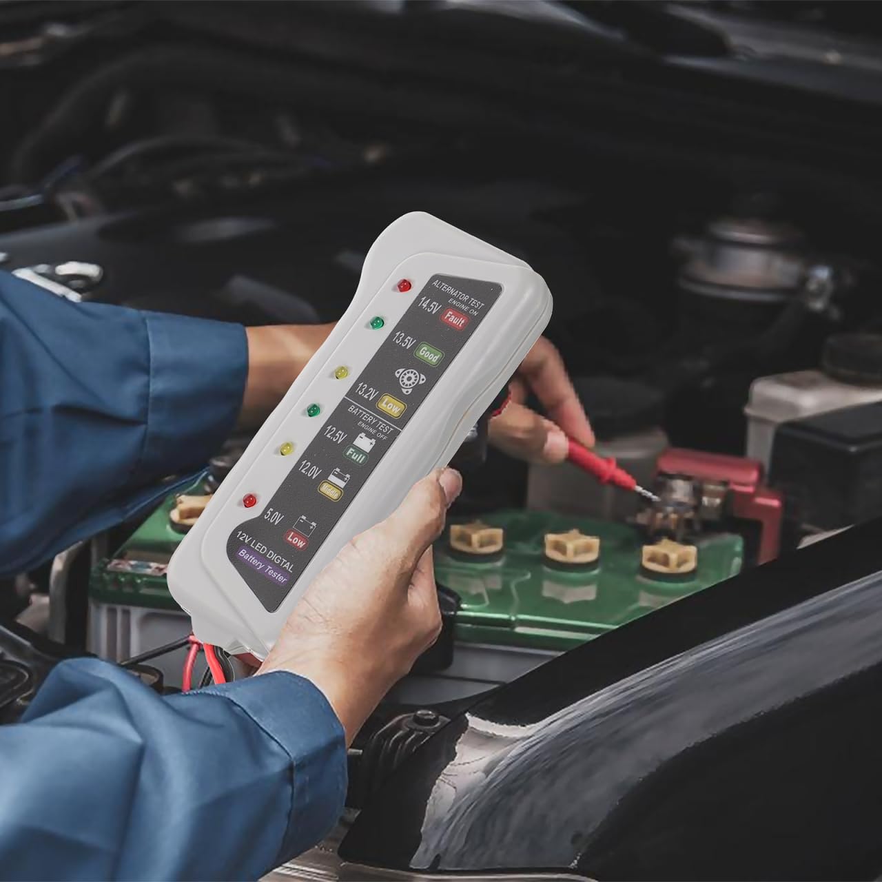 

iplusmile Car Battery Tester and Alternator Tester 12V / 24V with LCD Display and Led Indication, Automotive Load Indicator for