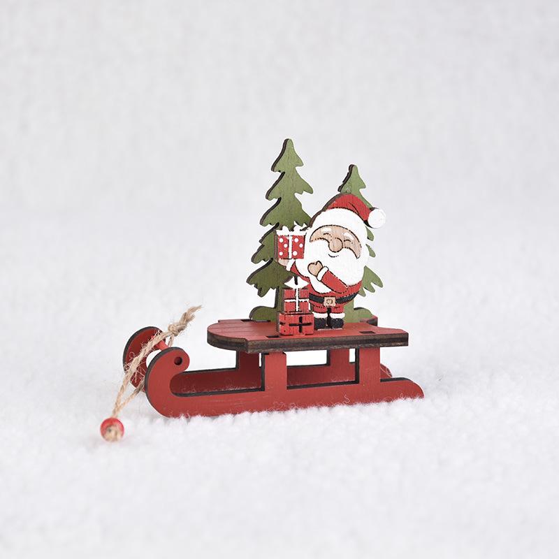 Christmas Decorations, Wooden, Colorful, Assembled Sled, Cartoon Old Man, Window Display, DIY Gifts for Children