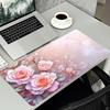 Elegant Soft Pink Rose Floral Art Large Extended Mouse Pad NonSlip Rubber Base With Stitched Edges For Gaming And Office Use