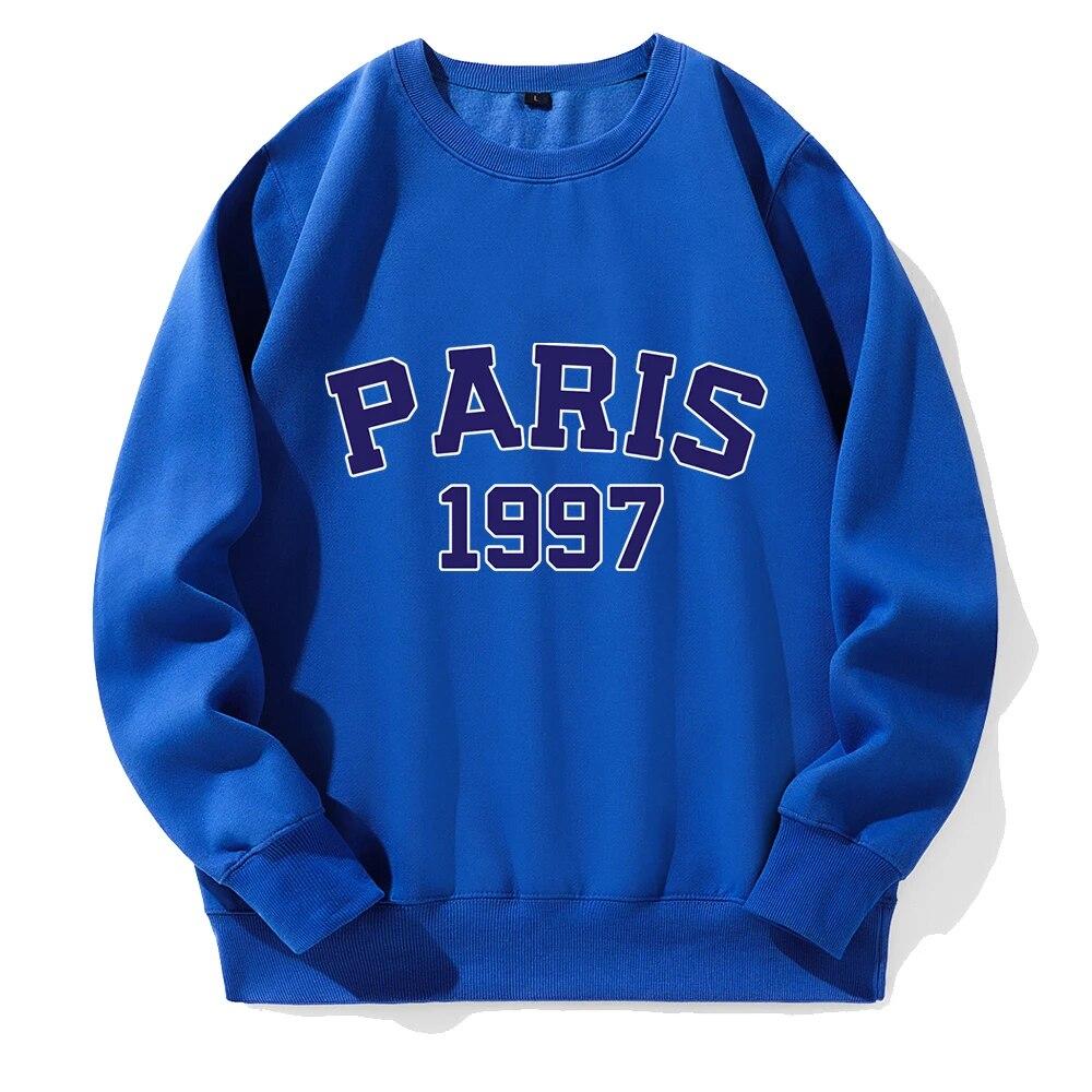Paris 1997 Street City Hanorac imprimate cu litere unisex Moda noutate Hanorac clasic Trend Haine largi oversize fleece
