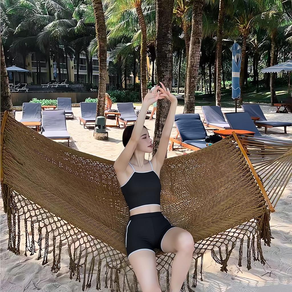 Source Korean version of small fresh sports swimsuit female conservative flat angle split ins new high waist and thin swimsuit