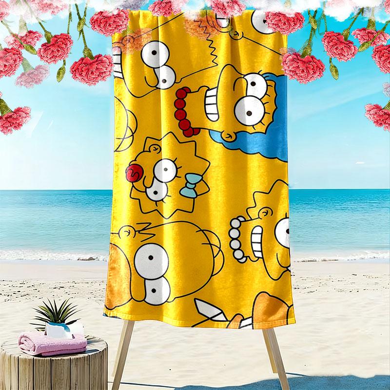 The Simpsons Cartoon Poster Print Beach Towel, Large Soft Quick Dry Towel for Beach Camping Swimming