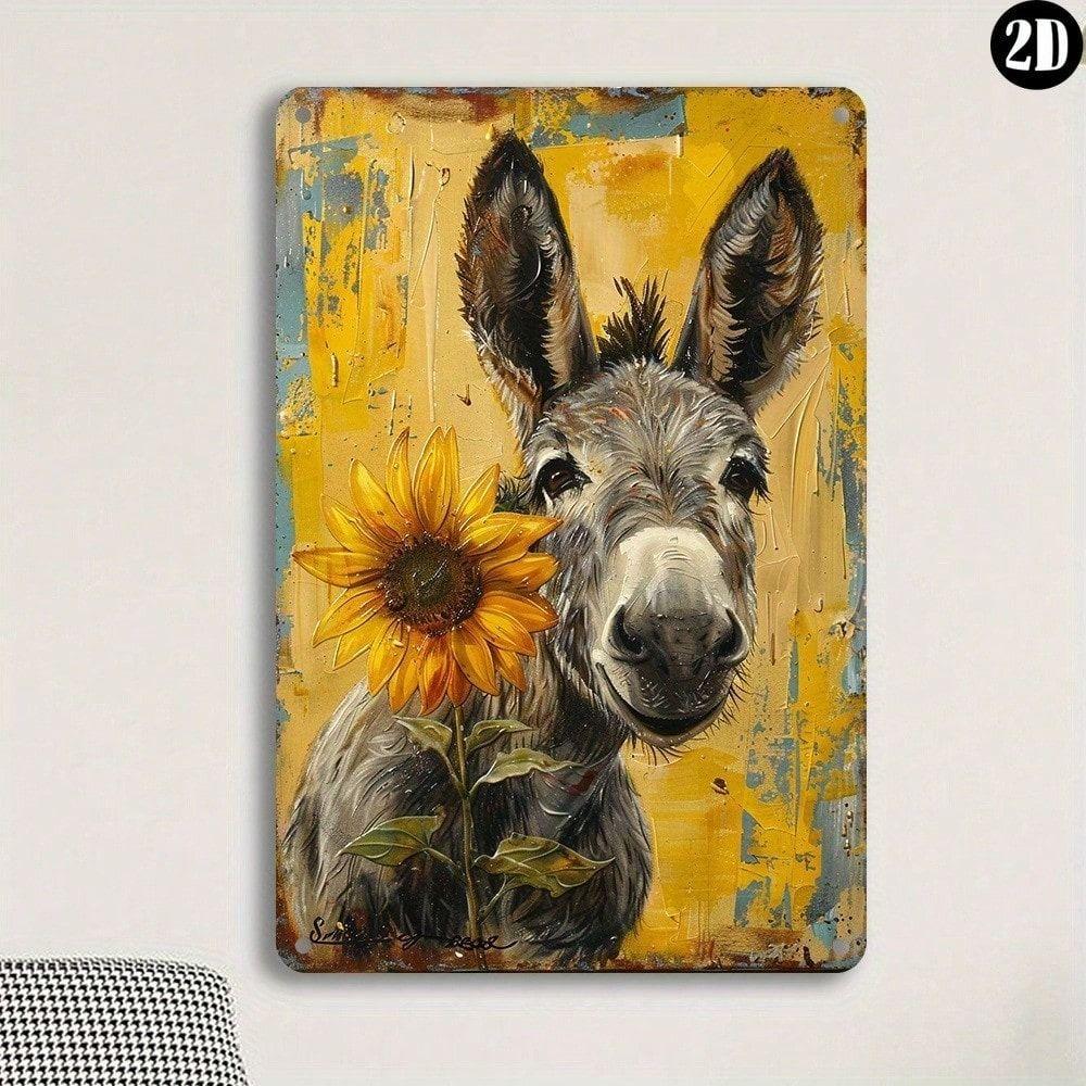 Vintage Metal Poster Donkey Wall Art Decor for Bar Cafe Garage