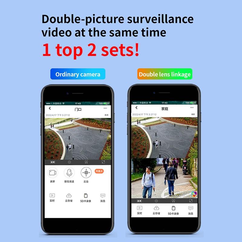 Outdoor Dual Lens 4K Überwachung Home Security CCTV Kamera Drahtlose WIFI IP Kamera Unterstützung Zwei-Wege Audio Eingebautes mikrofon