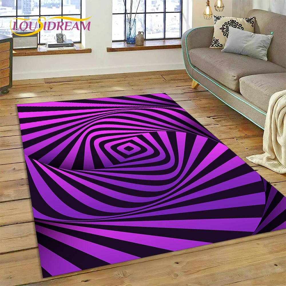 3D-Vortex-Teppich mit visuellen Illusionen für Wohnzimmer, Schlafzimmer, Heimdekoration, Bodenmatte, rutschfeste Dekoration für Sofa, Küche, Fußmatte