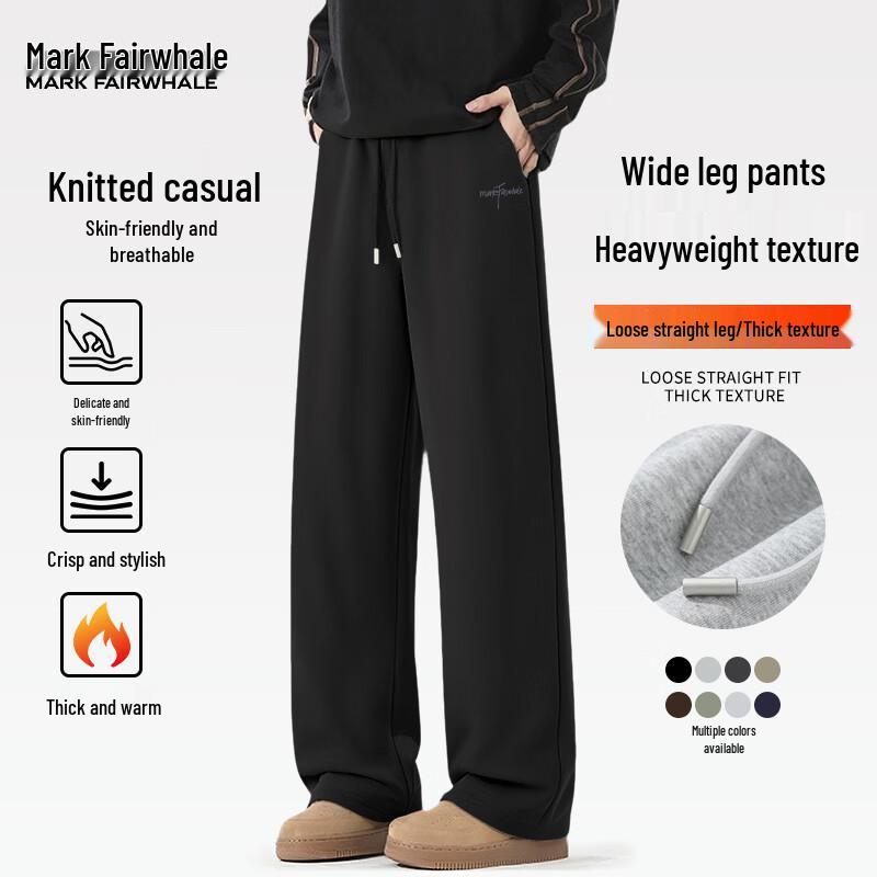 MARK FAIRWHALE Men s Loose Fit Letter Print Straight-Leg Casual Trousers L
