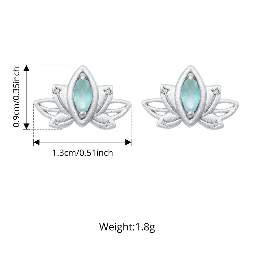 WOSTU Real 925 Sterling Silver Ice Green Lotus Flower Stud Earrings For Women Elegant jewelry gift For mom Daughter Lover