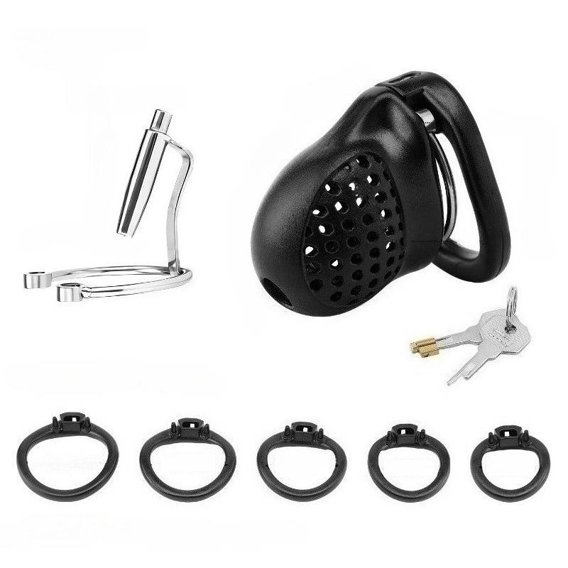 ABS Male Chastity Cage Lock Rings Penis Lock Catheter Plug BDSM Erotic Urethral Lock Bondage Adult Sex Toys Sexy Accessories