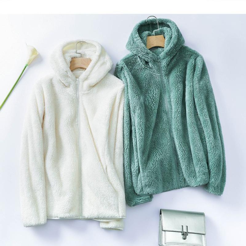 New couple hooded sweater autumn and winter lamb wool jacket liner jacket men's and women's fleece jacket