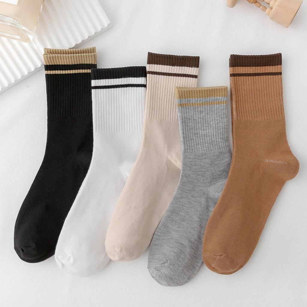5 Pairs, Women's, Soft Socks, Medium Socks, Letter Socks, Warm Socks, Outerwear, High Socks, Long Socks, Long Socks, Sports Socks