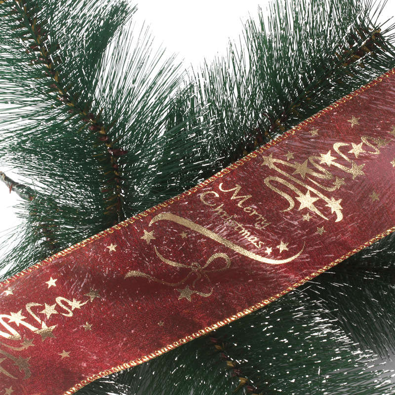 Red Ribbon Tree Decorative 2M Tree Decorative Ribbon Printed Christmas
