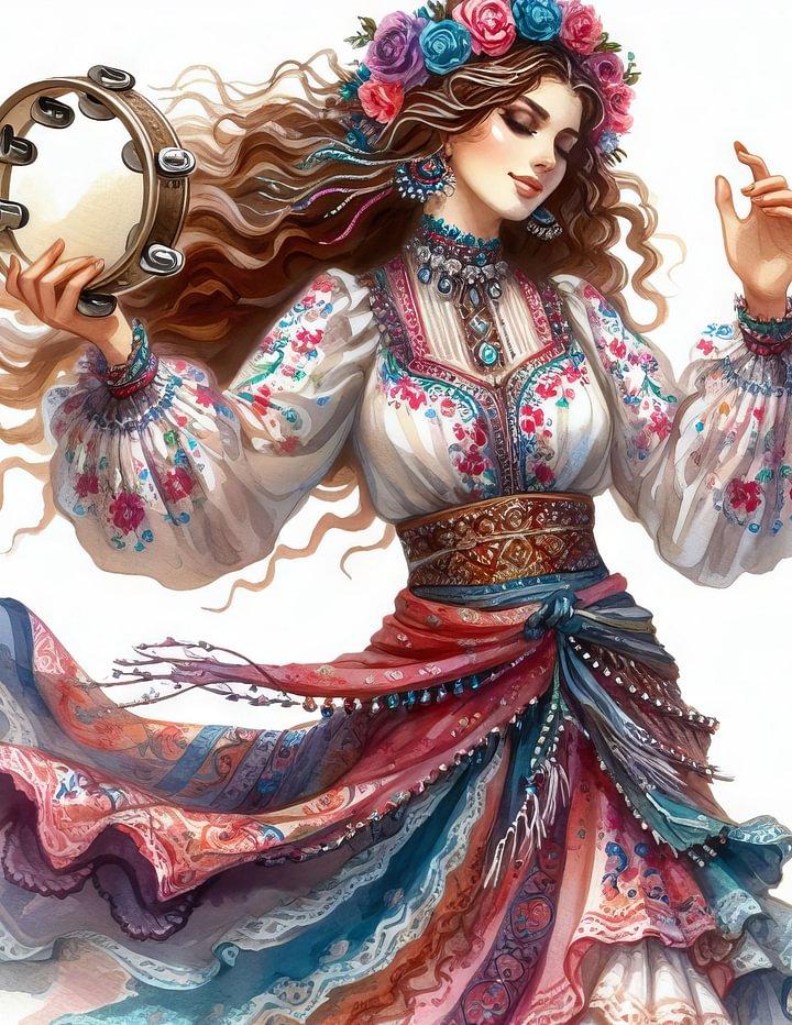 dIY 5D Diamond Painting Gypsy Girls Full Round Square Diamond Embroidery Fantasy Poker Indian Lady Mosaic Cross Stitch Kits