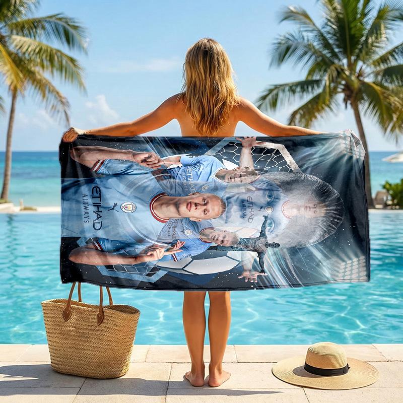 Erling Haaland Druck Schnelltrocknendes Strandtuch Mikrofaser Saugfähig Tragbares Reise-Badetuch