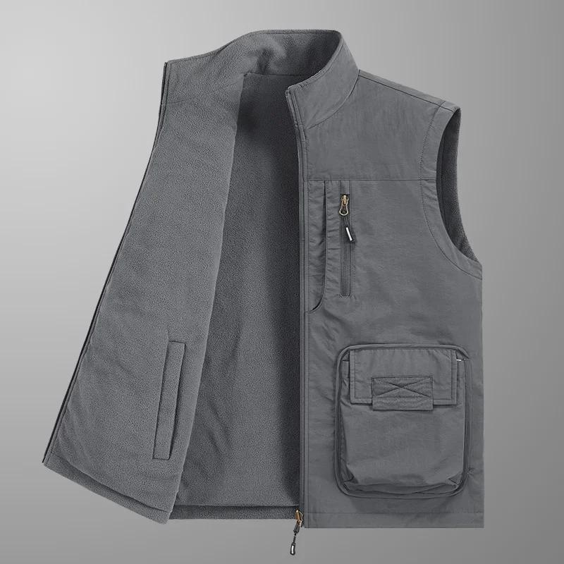Men's Double-Sided Polar Fleece Vest - Windproof, Warm, and Plush for Autumn/Winter Outdoor Activities