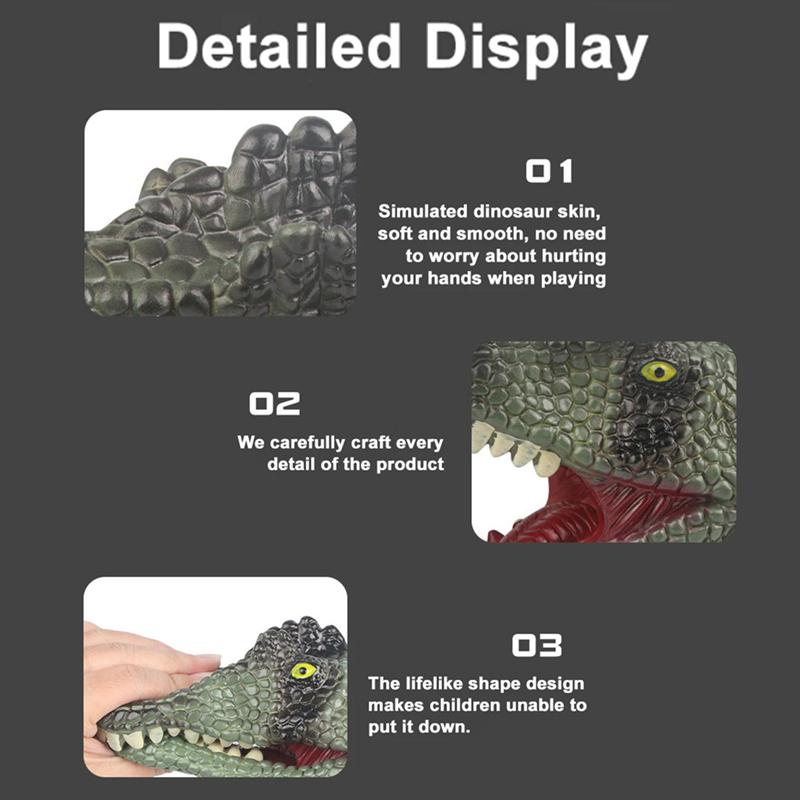 Soft Hand Puppets Dinosaur Head Model Toy Role Play Pet Cat Dog Teasing Toy Tyrannosaurus Rex Shark Animal Cosplay Toy Kids Gift