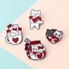 Cute Romantic Cats Love Collection Enamel Pins Cartoon White Kitten Heart Brooch Backpack Denim Lapel Badge Gifts for Girlfriend