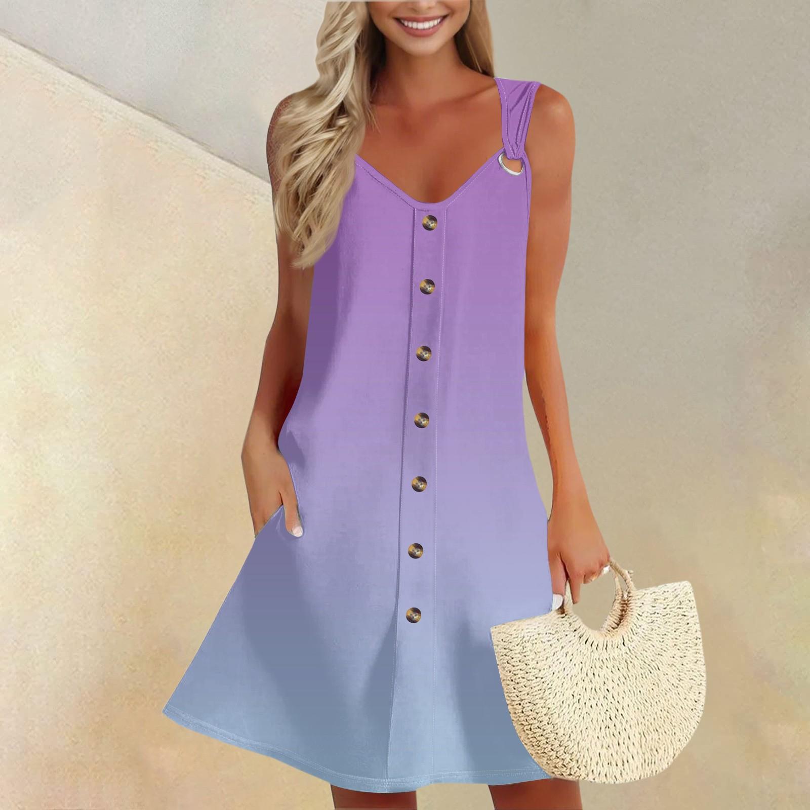 

Женское летнее платье с карманом без рукавов весенний сарафан с градиентным принтом XXL