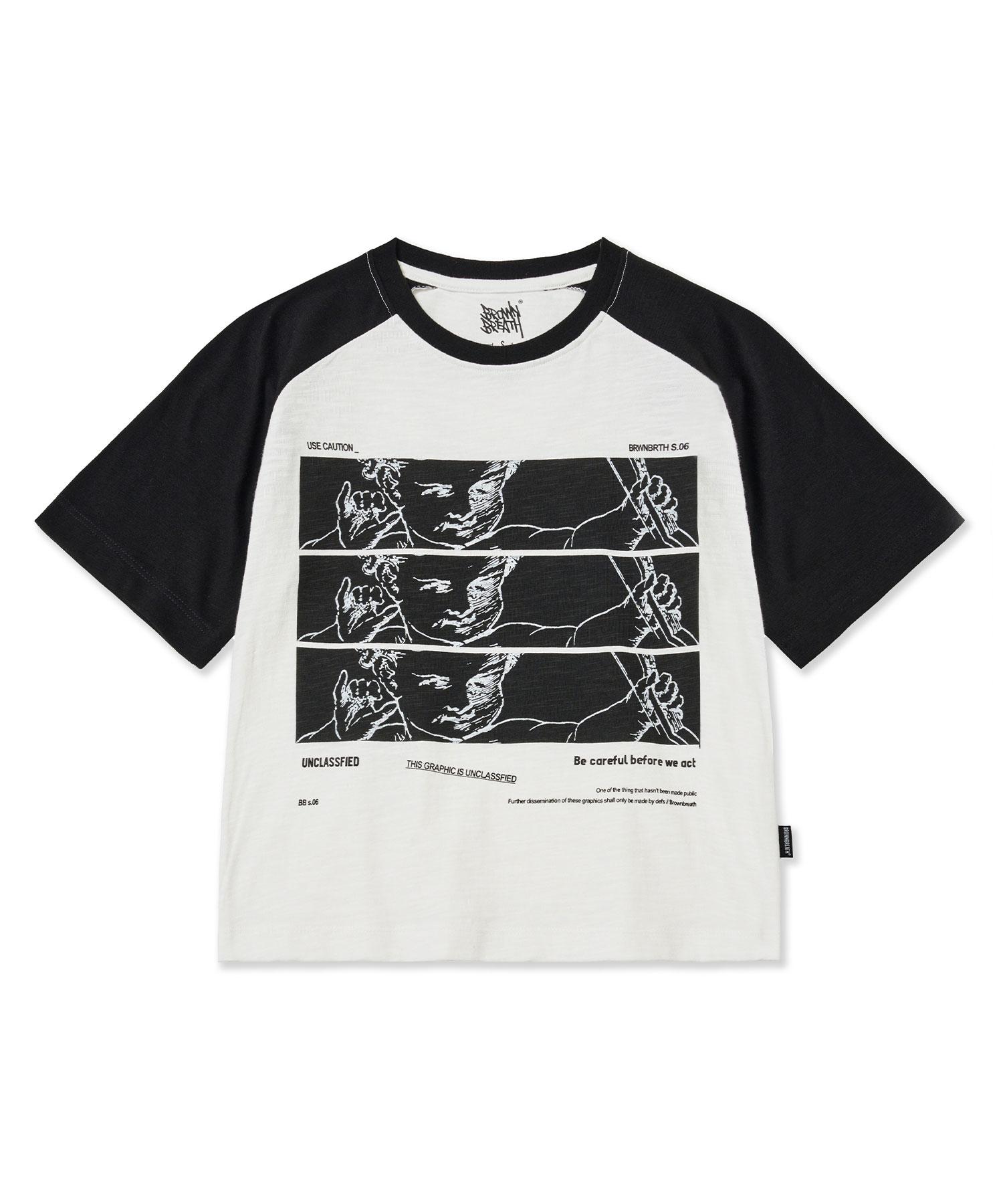 Коричневая укороченная футболка с рукавами реглан W Unclassified - Белая White/S