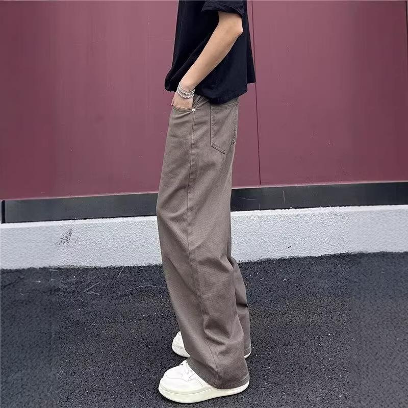 Spring and Autumn New American Retro Brown Jeans Men's Trendy Loose Straight Pants