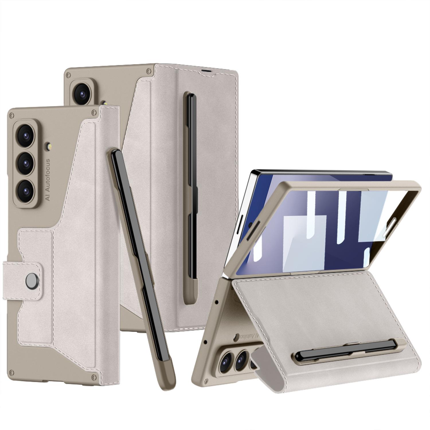 

Чехол для мобильного телефона Samsung ZFold7 Складной экран Броня Флип кожаный чехол Слот для ручки Накладка Пленка Съемная SM-Fold7