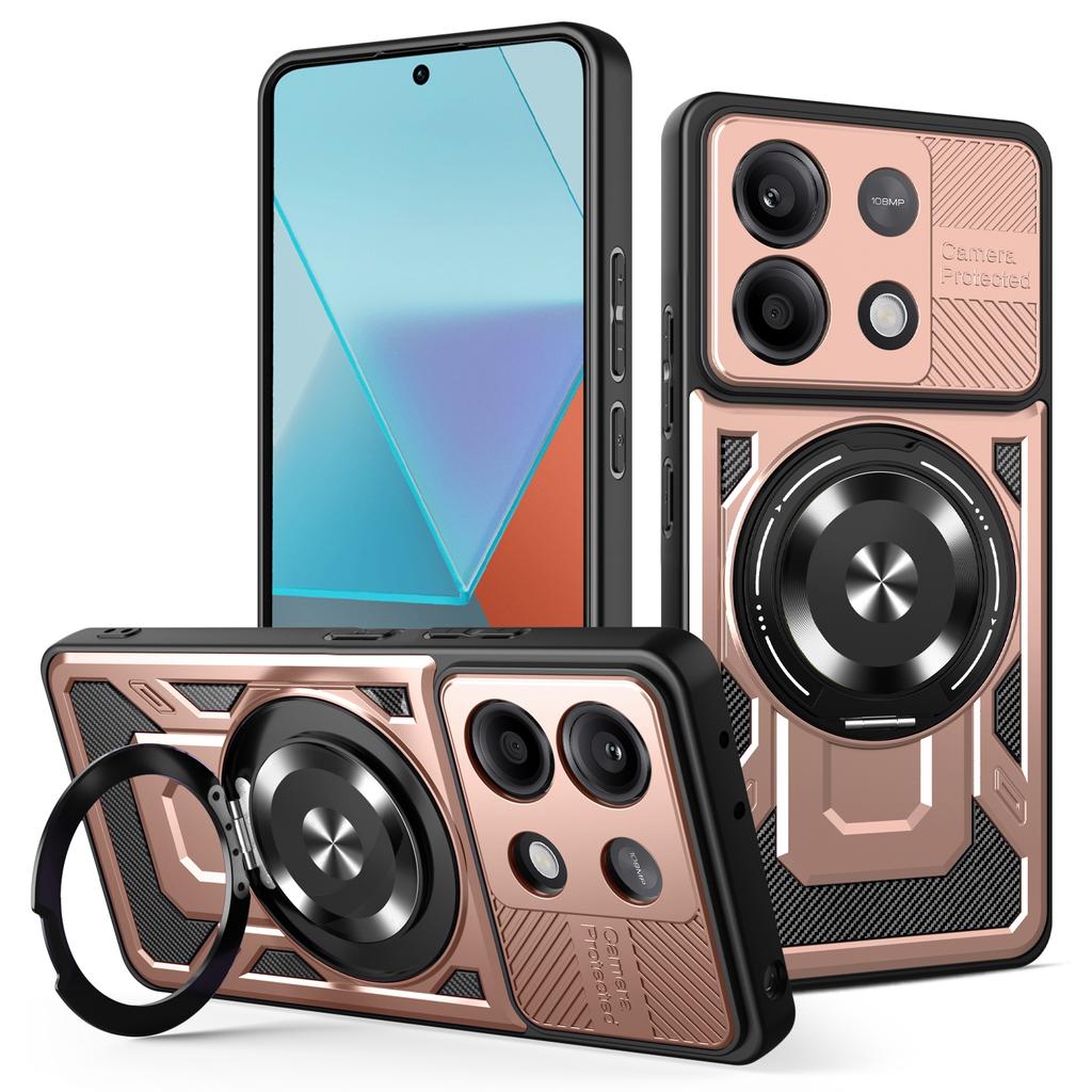 For Xiaomi Redmi Note 13 Pro 4G/Poco M6 Pro 4G Magnetic Case Rotating Kickstand TPU+PC Phone Cover