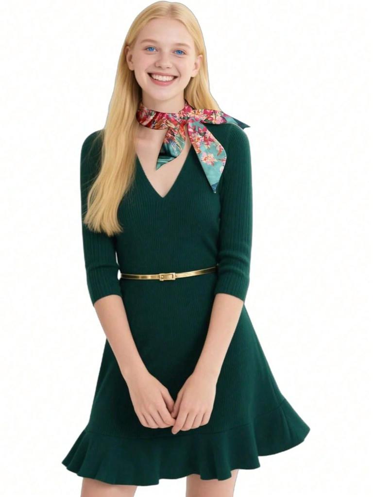 1 Stück Minimalistisches Bedrucktes Satin-Quadratuch, Neue Frühjahrs-Mode-Kopftuch für Damen, Kann als Taillengürtel, Taschendekoration verwendet werden,