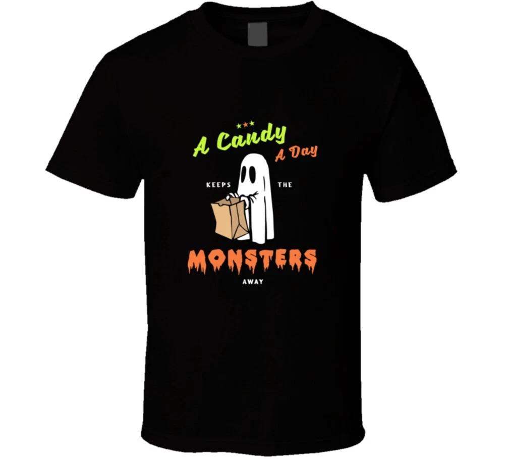

A Candy A Day Keeps The Monsters Away Funny Halloween Gift T Shirt 3XL