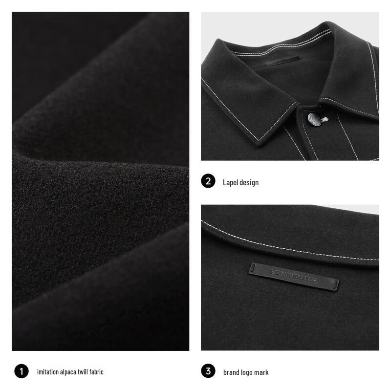 SEPTWOLVES Men's Lapel Utility Faux Wool Jacket