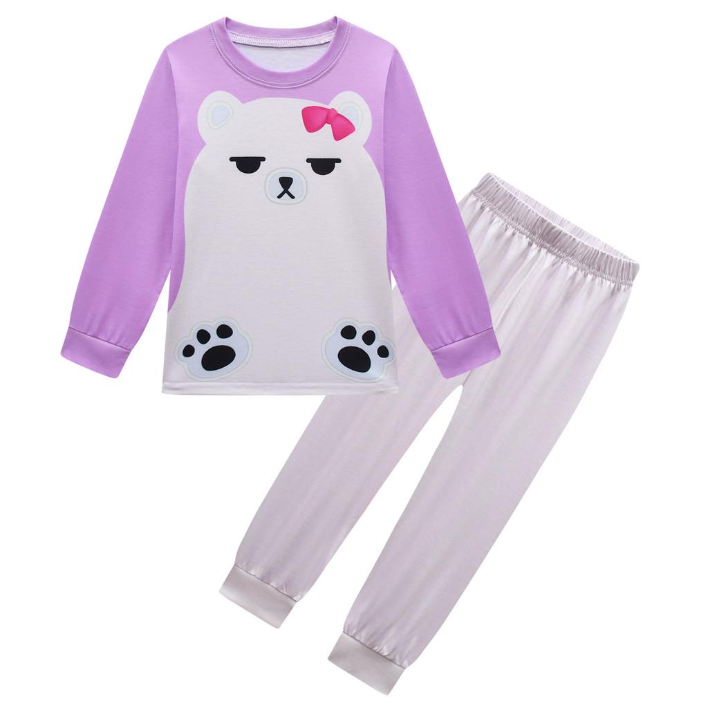 

Kids Girls Lovely Creative POP Star Cartoon Mira Bear Print Long Sleeves T-shirt Pants Trousers Clothes Sets 160cm