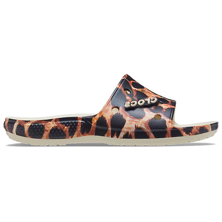 Crocs Casual Fashion Flat Sports Slippers Women Footwear White Leopard-Print 207841-2Y4