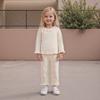 Toddler Girl Fall Outfits Solid Color Long Sleeve Ruffled Round Neck Tops Elastic Waist Long Pants 2 Pcs Set