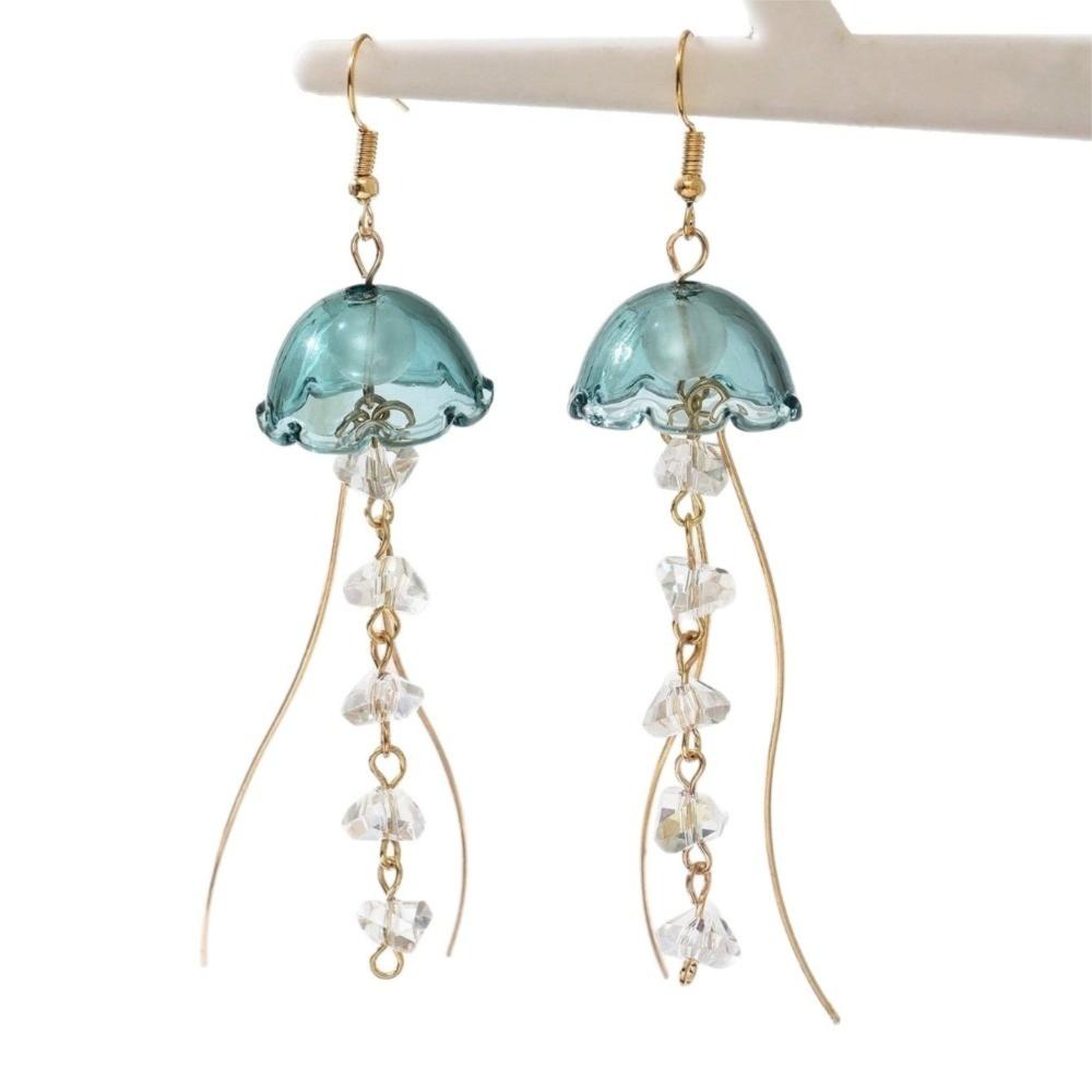 1Pair Dreamy Long Pendant Earrings Elegant Earrings Jellyfish Tassel Earrings Jewelry Accessories