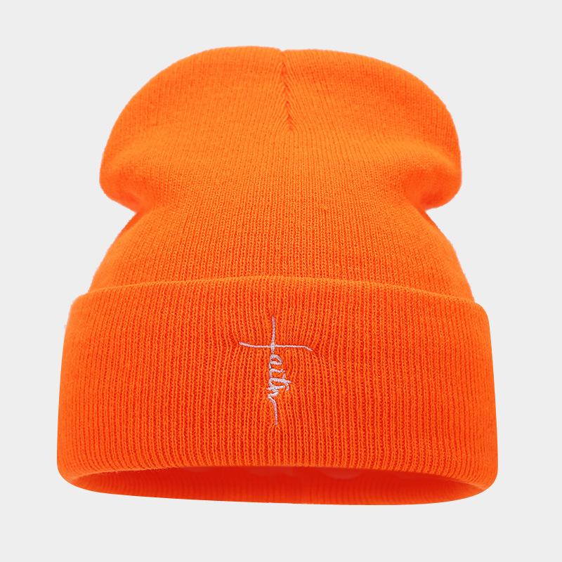 

Spring and autumn new letter embroidery round machine knitted hat men s street personality hip hop cold hat women s simple pullover hat One size