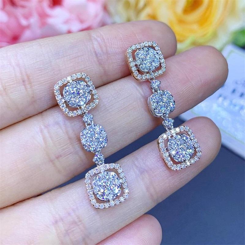 Dazzling Zirconia Drop Earrings Women Luxury Female Party Jewelry Gorgeous Wedding Accessories for Bridal Exquisite Gift
