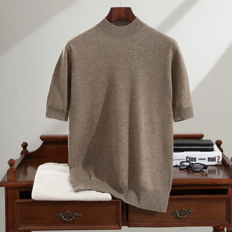 Men s 12-Gauge Pure Cashmere Half-High Collar Seamless Sweater Base Layer 3XL