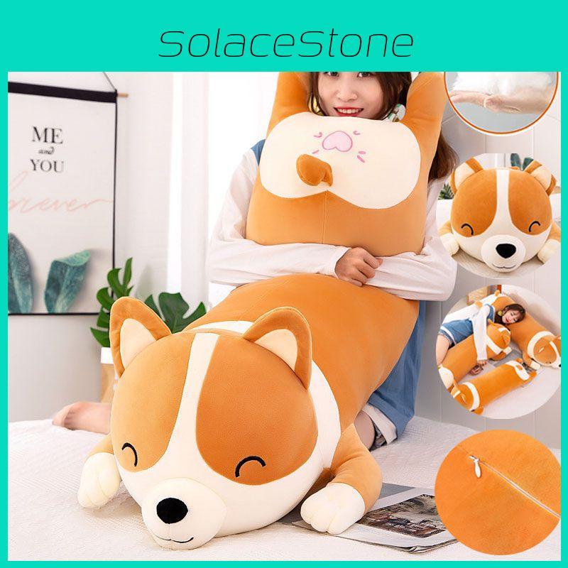Long Corgi Plush Toys Throw Pillow Cushion Soft Stuffed Animal Doll For Xmas Birthday Gift